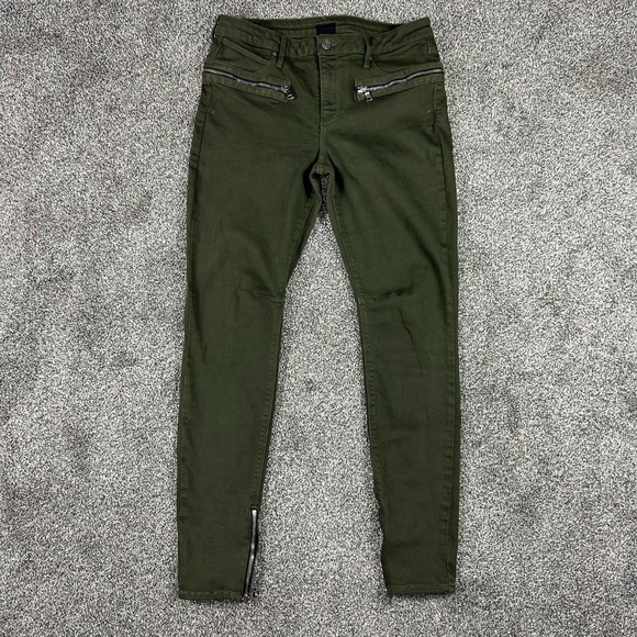 Rta Olive Green Skinny Jeans With‎ Zipper Details Womens Size 29 Cotton/Elastane - Picture 1 of 16